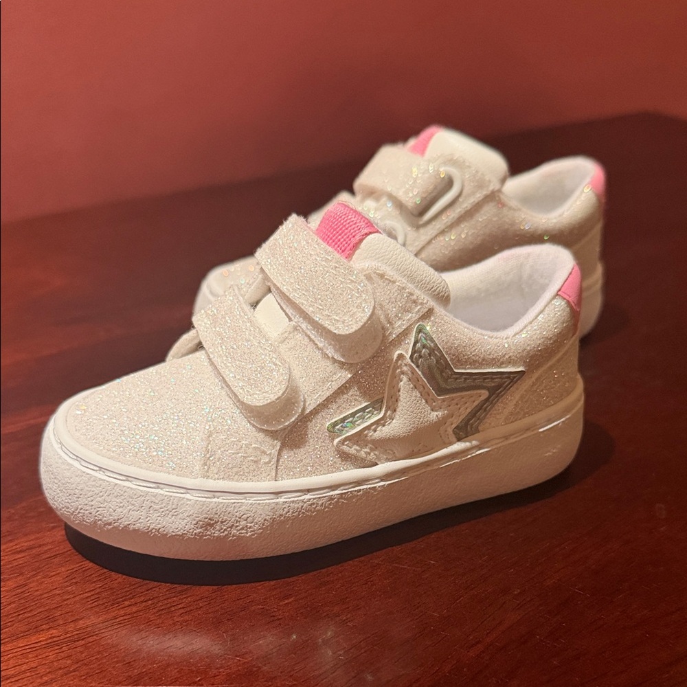 Cat & Jack Glittery Cream Star Sneakers